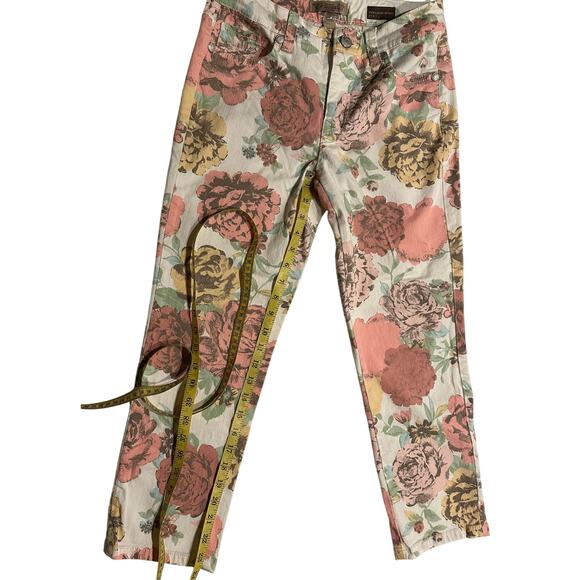 Nine West BOHO Jeans Vintage America Collection Floral Stretch Cuffed Denim 27/4 - Picture 3 of 6